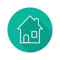 House flat linear long shadow icon. Home. Cottage. Vector line symbol