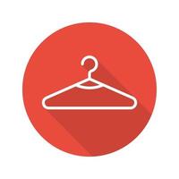 icono de la larga sombra plana lineal de suspensión de ropa. venta de tienda de ropa. símbolo de línea vectorial vector