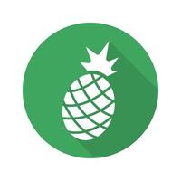 icono de larga sombra de diseño plano de piña. ananas. símbolo de silueta vectorial vector