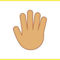 Palm color icon. Stop, greeting and high five hand gesture. Isolated vector illustration