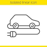 Electric car linear icon. Thin line illustration. Eco friendly vehicle contour symbol. Vector isolated outline drawing