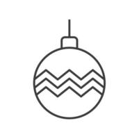 Christmas tree ball linear icon. Thin line illustration. Xmas tree bauble contour symbol. Vector isolated outline drawing