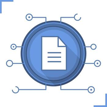 Web document flat design long shadow icon. Digital file. Vector silhouette symbol