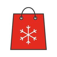 Christmas and New Year sale color icon. Shopping bag with snowflake. Isolated vector illustration
