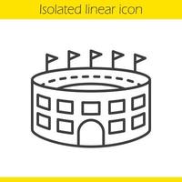 Stadium building linear icon. Thin line illustration. Sport arena contour symbol. Vector isolated outline drawing