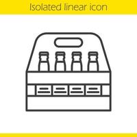 Beer bottles box linear icon. Thin line illustration. Contour symbol. Vector isolated outline drawing