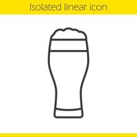 Beer glass linear icon. Thin line illustration. Full foamy light beer glass. Contour symbol. Vector isolated outline drawing