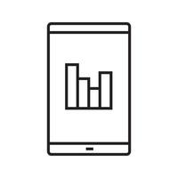 Smartphone statistics chart linear icon. Thin line illustration. Smart phone with equalizer contour symbol. Vector isolated outline drawing