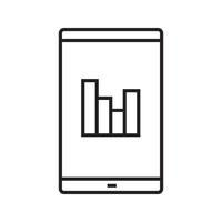 Smartphone statistics chart linear icon. Thin line illustration. Smart phone with equalizer contour symbol. Vector isolated outline drawing