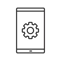 Smartphone settings linear icon. Thin line illustration. Preferences. Smart phone with cogwheel contour symbol. Vector isolated outline drawing