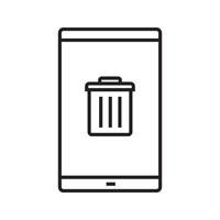 datos del teléfono inteligente eliminar el icono lineal. Ilustración de línea fina. teléfono inteligente con símbolo de contorno de basura. dibujo de contorno aislado vectorial vector