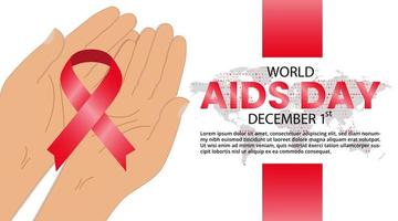 World aids day background with hands present a red ribbon vector