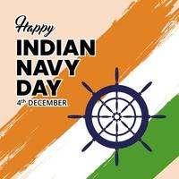 Abstract happy Indian navy day background with flag and ship wheel vector