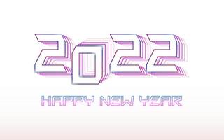 feliz año nuevo 2022, feliz año nuevo tipografía en combinación de colores azul y rosa. vector