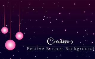 creative festive background with glowing pink balls and sparkling stars, creative festival design to utilize your festive design, Creative banner for festive season promotion and advertisemen vector