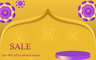 creative festive sales banner with empty podium with simple artwork background, Creative festival banner for festive season promotion and advertisement. vector