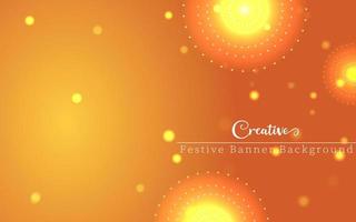 Creative festive banner - yellow glowing gradient circle and sparkling star background for festival projects. Creative festival banner for festive season promotion and advertisement. vector