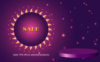 creative festive sales banner with empty podium with simple artwork background, Creative festival banner for festive season promotion and advertisement. vector