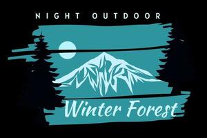 winter forest retro design vector