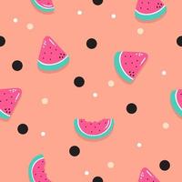 Seamless pattern watermalon slice on pink pastel background vector