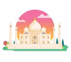 Taj Mahal, un antiguo palacio en la India, ilustración vectorial