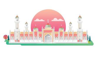 La mezquita central de Pattani, provincia de Pattani, Tailandia, ilustración vectorial vector