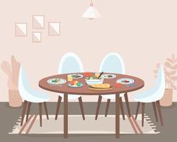 Dining room flat color vector illustration