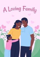 Loving family poster flat vector template