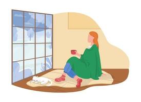 Cozy mood at home 2D vector isolated illustration