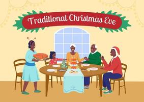 Traditional Christmas Eve poster flat vector template