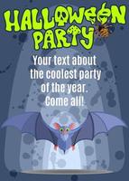 poster halloween with a blue bat that flies. Stock image vector