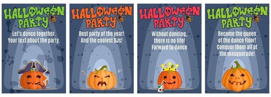 a selection of bright posters for a Halloween party with evil vector