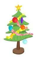 festivo elegante árbol de navidad para el año nuevo patrón plano nuevo vector