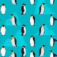 Pattern seamless with penguins and bright icebergs vector