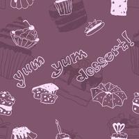 purple seamless pattern doodle pastry sweets vector