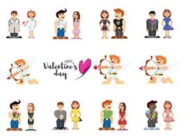 little people funny lovers on valentines day holiday vector