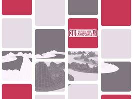 simple mosaic abstraction of mountains and burgundy cubes new vector