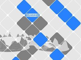 montañas de abstracción de mosaico brillante y cubos azules nuevo vector