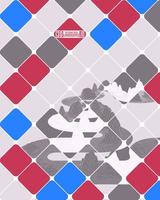 bright mosaic cubes with polygonal mountains vector