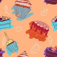 seamless pattern sweets doodle pastry bright vector