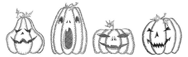 a selection of dirty pumpkin sketches for halloween on a white b vector