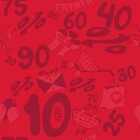 seamless red pattern of interest and discounts in the store vector