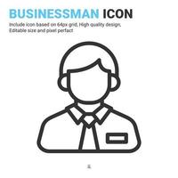 Businessman icon vector with outline style isolated on white background. Vector illustration entrepreneur sign symbol icon concept for business, finance, industry, company, apps and all project