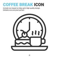 vector de icono de pausa para el café con estilo de contorno aislado sobre fondo blanco. ilustración vectorial concepto de icono de símbolo de signo de ruptura para negocios digitales, finanzas, industria, empresa, aplicaciones y proyectos