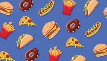 Fast food seamless background vector illustration, simple restaurant menu background