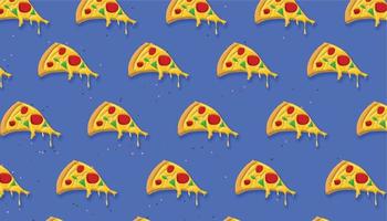 Repeated slice of pizza with a blue background vector