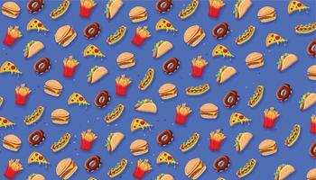 Fast food seamless background vector illustration, simple restaurant menu background