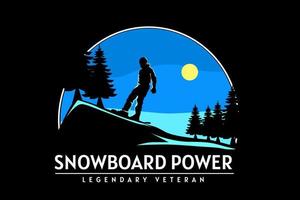 snowboard power diseño retro vector