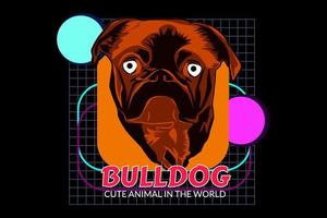 bulldog cute animal street wear design vector