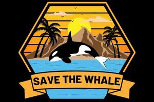 Save the whale design vintage retro vector